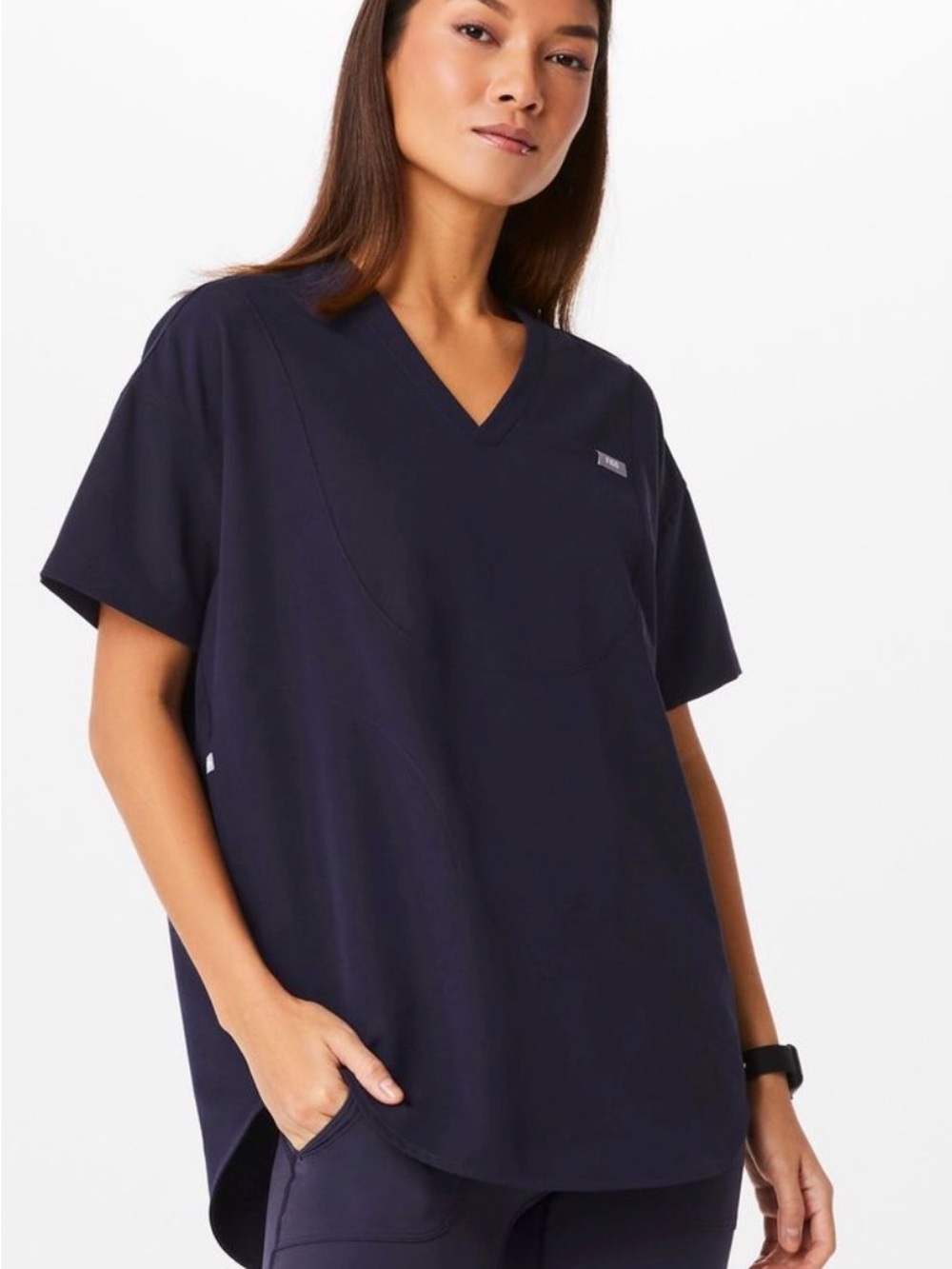 FIGS Women’s Halle Oversized Scrub Top - Navy - Size Small